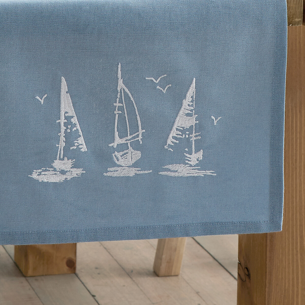 Salcombe Boats Cotton Dining Table Runner - 32X220Cm blue, CATHERINE LANSFIELD