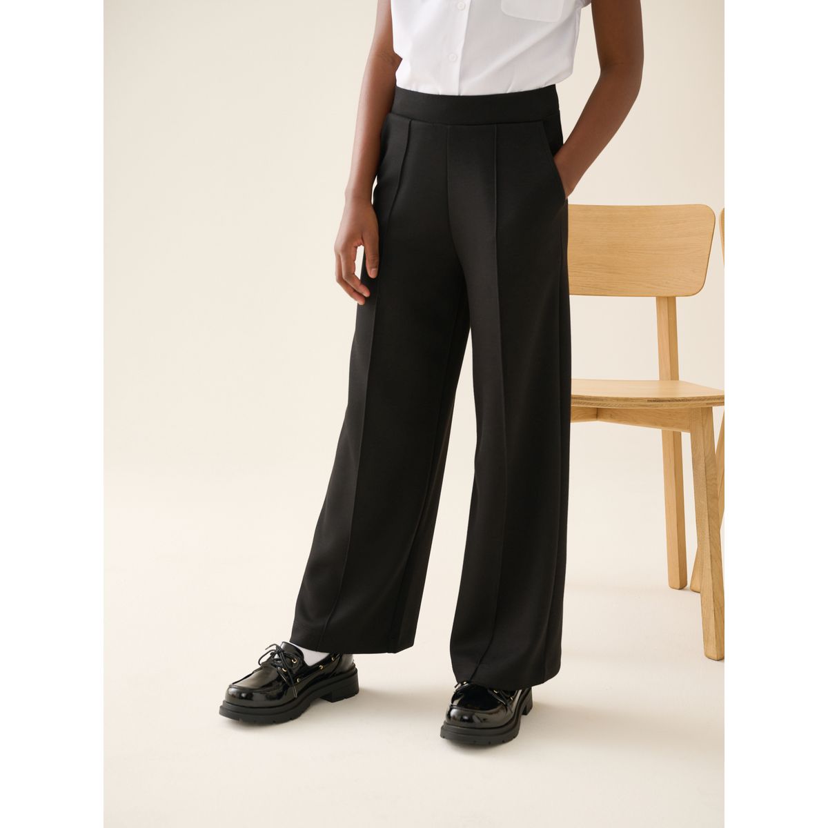 Pantalon d’école large en néoprène stretch noir, NEXT