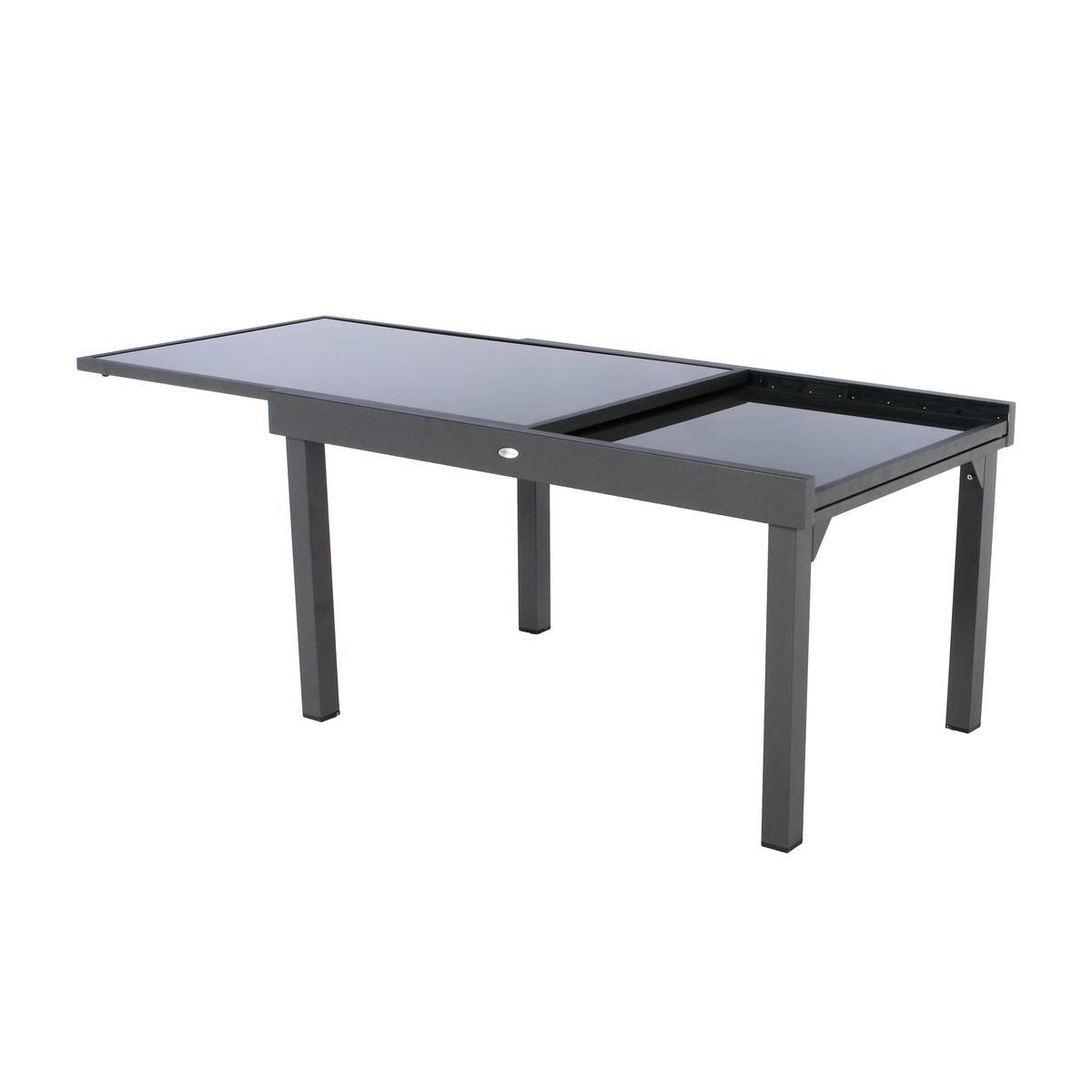 Table de jardin extensible 10 places PIAZZA gris graphite, HESPERIDE