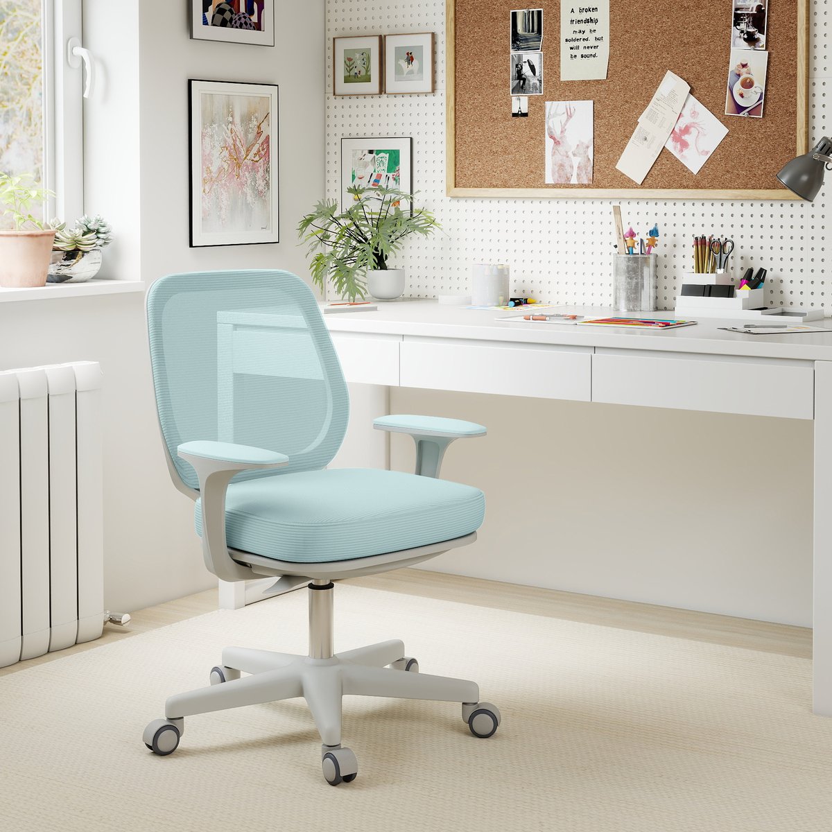Chaise de bureau Tissu en maille (100% vert, HOMCOM