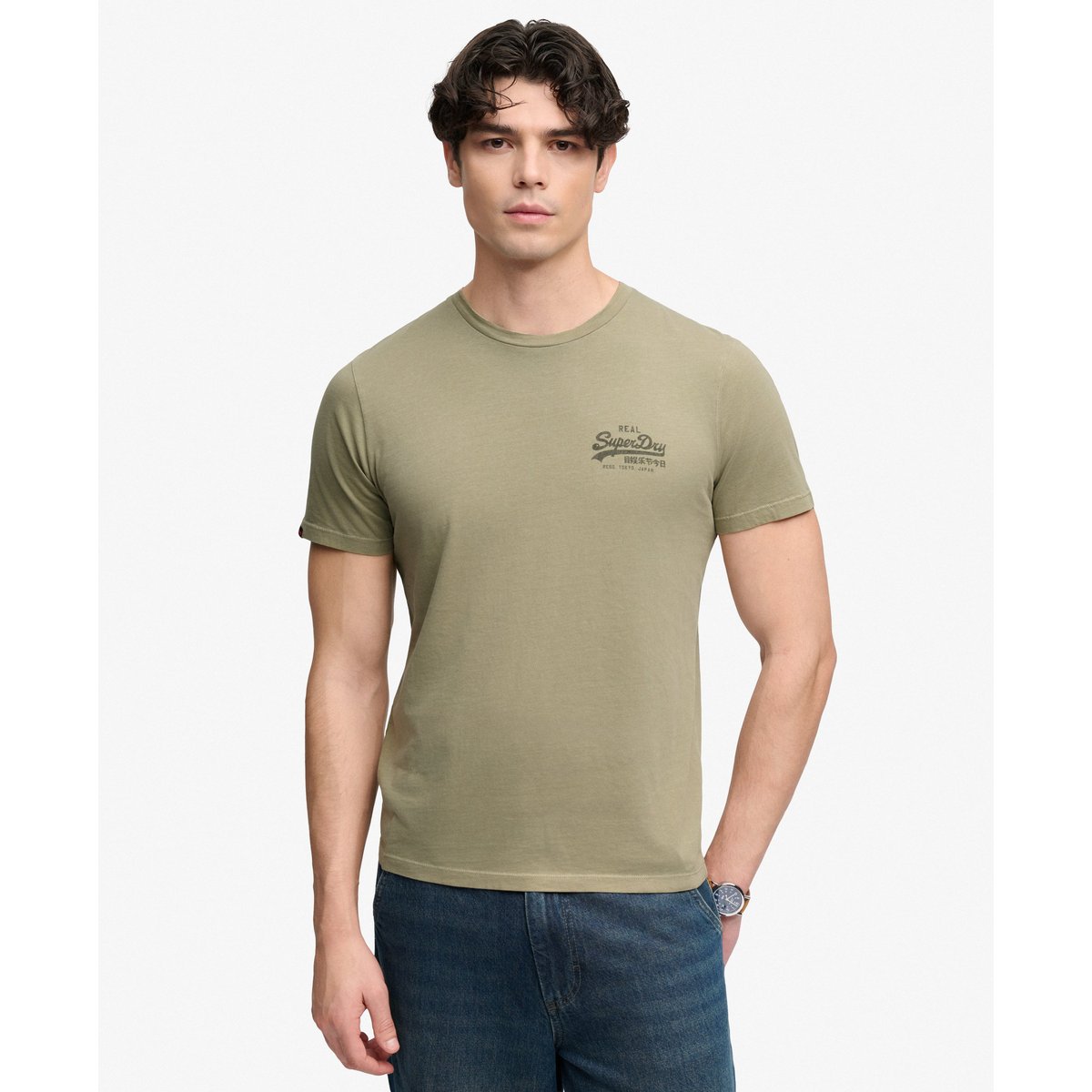 T-shirt Classic Essential Graphic Coupe Décontractée kaki clair, SUPERDRY