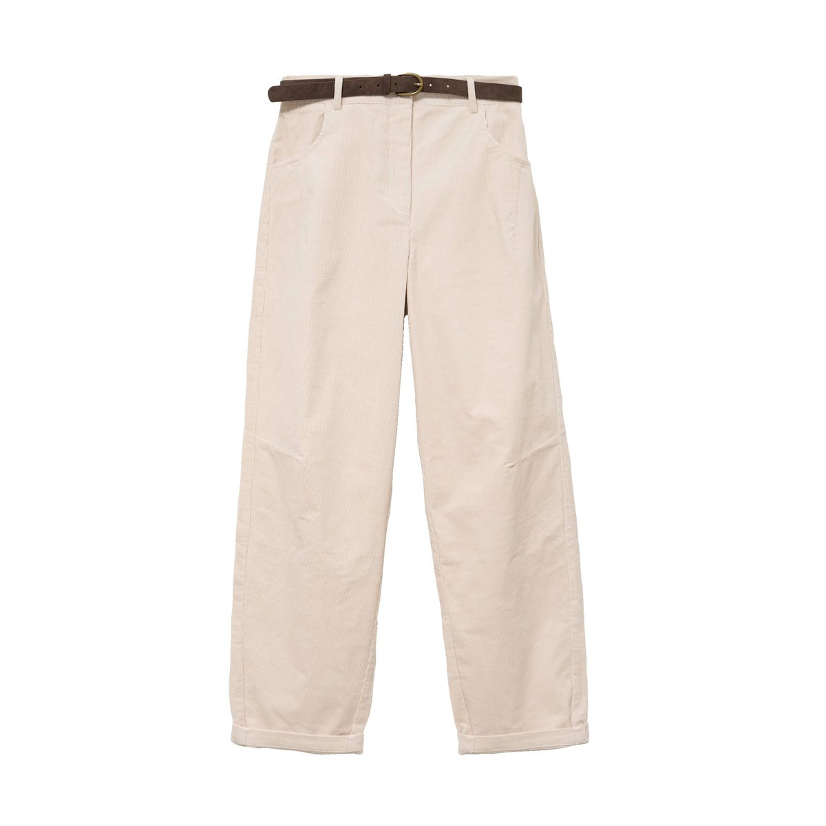 Pantalon barrel ceinture amovible ecru, CACHE CACHE