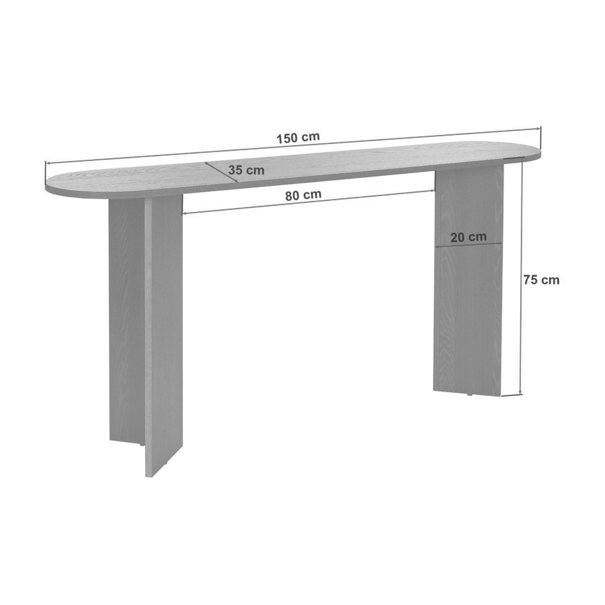 Console ovale en effet travertin L150cm- SAM bois clair, DRAWER