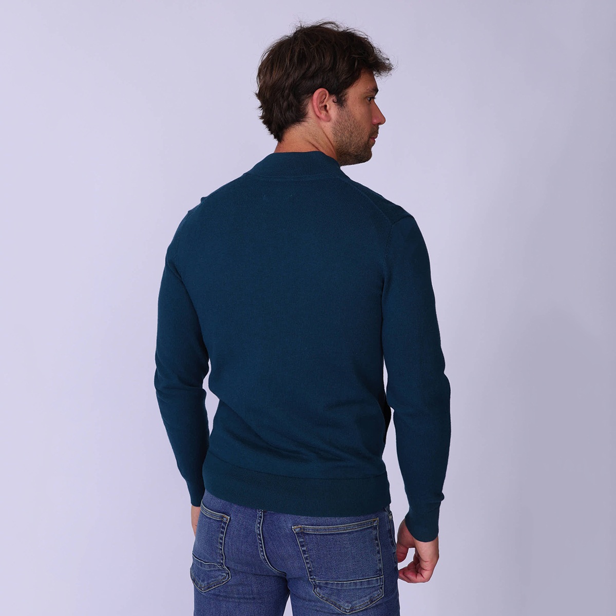 Cardigan Edison bleu petrole, MISE AU GREEN