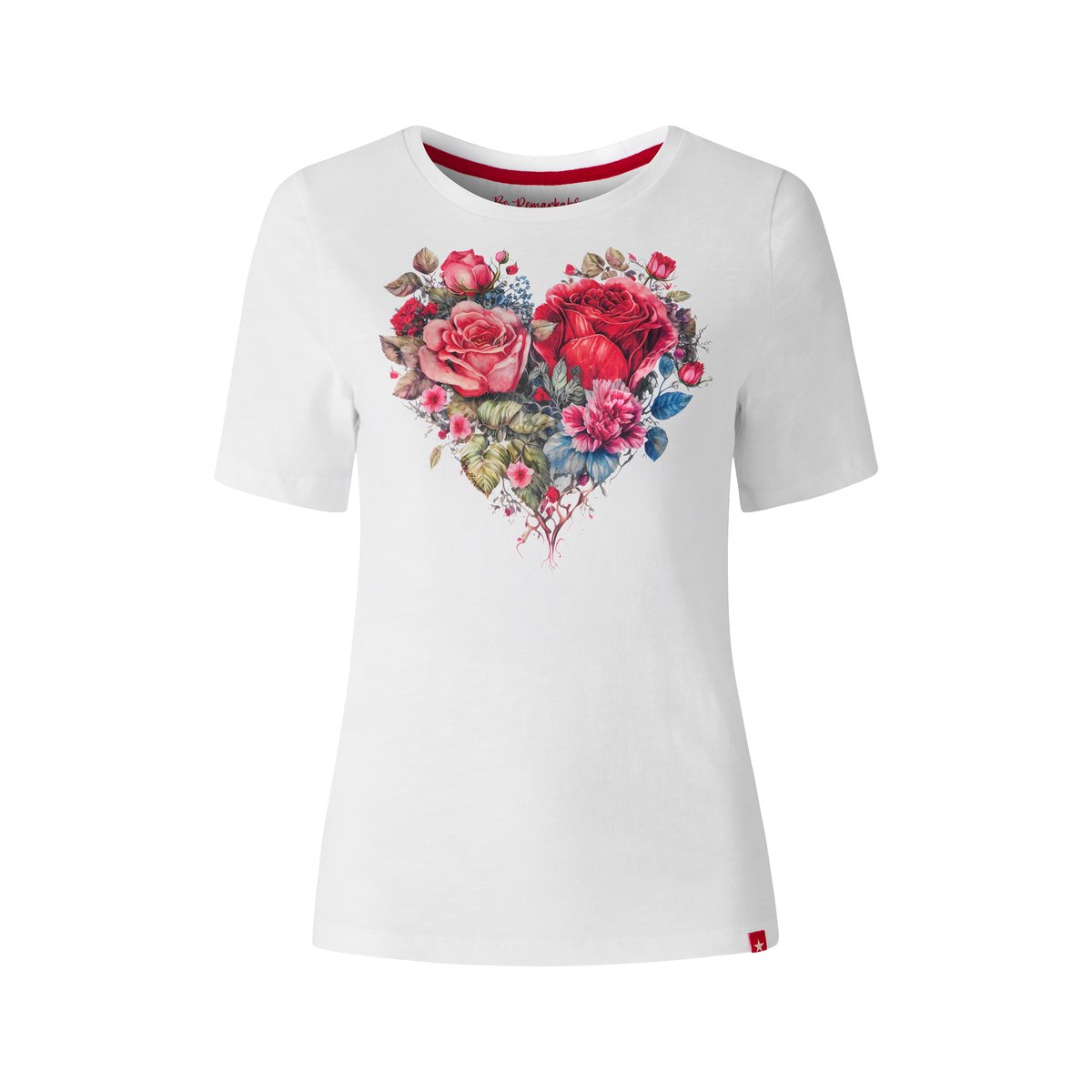 T-shirt à motif cœur et roses blanc, JOE BROWNS
