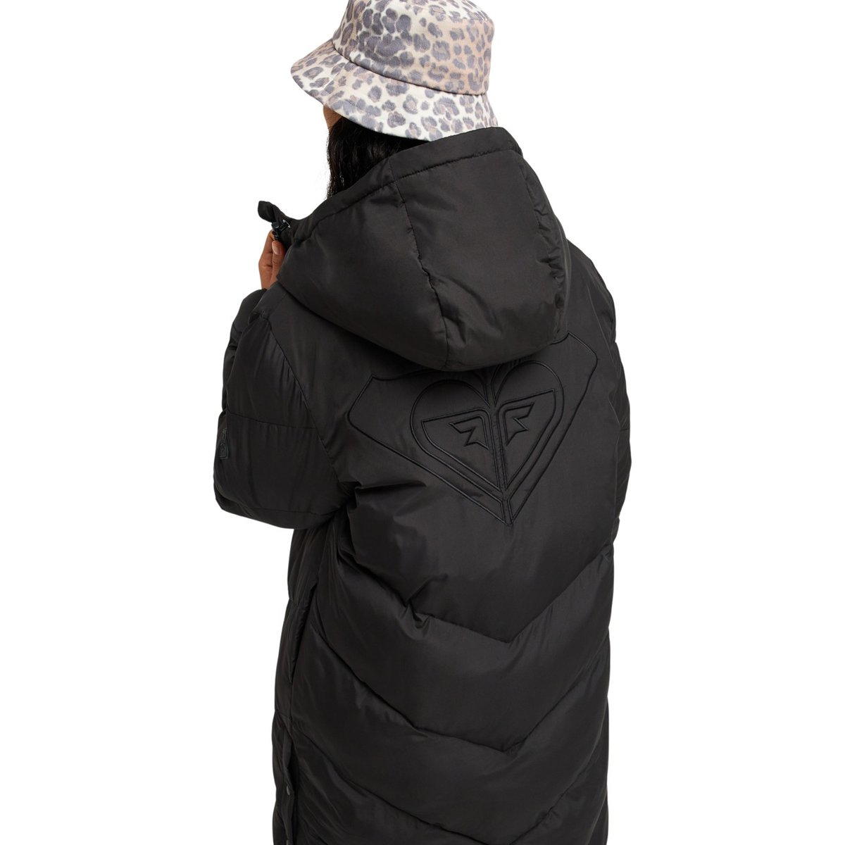 Doudoune longue matelassée à capuche SHADOW WAVE. noir anthracite, ROXY