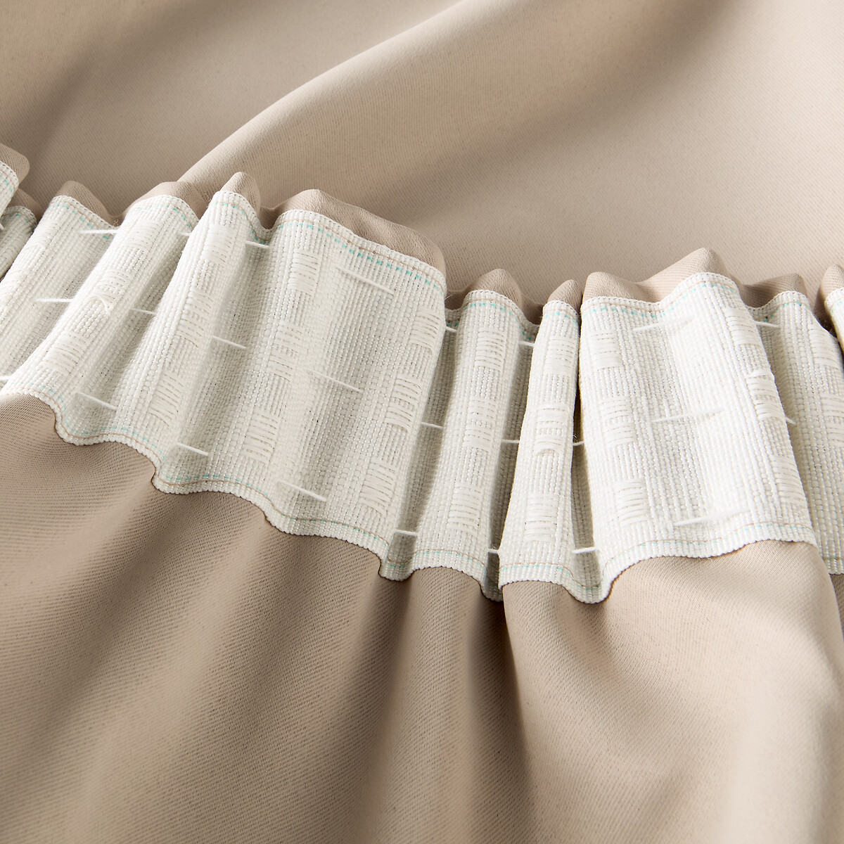 Rideau occultant, à galon fronceur et wave, VODA beige taupe clair, LA REDOUTE INTERIEURS