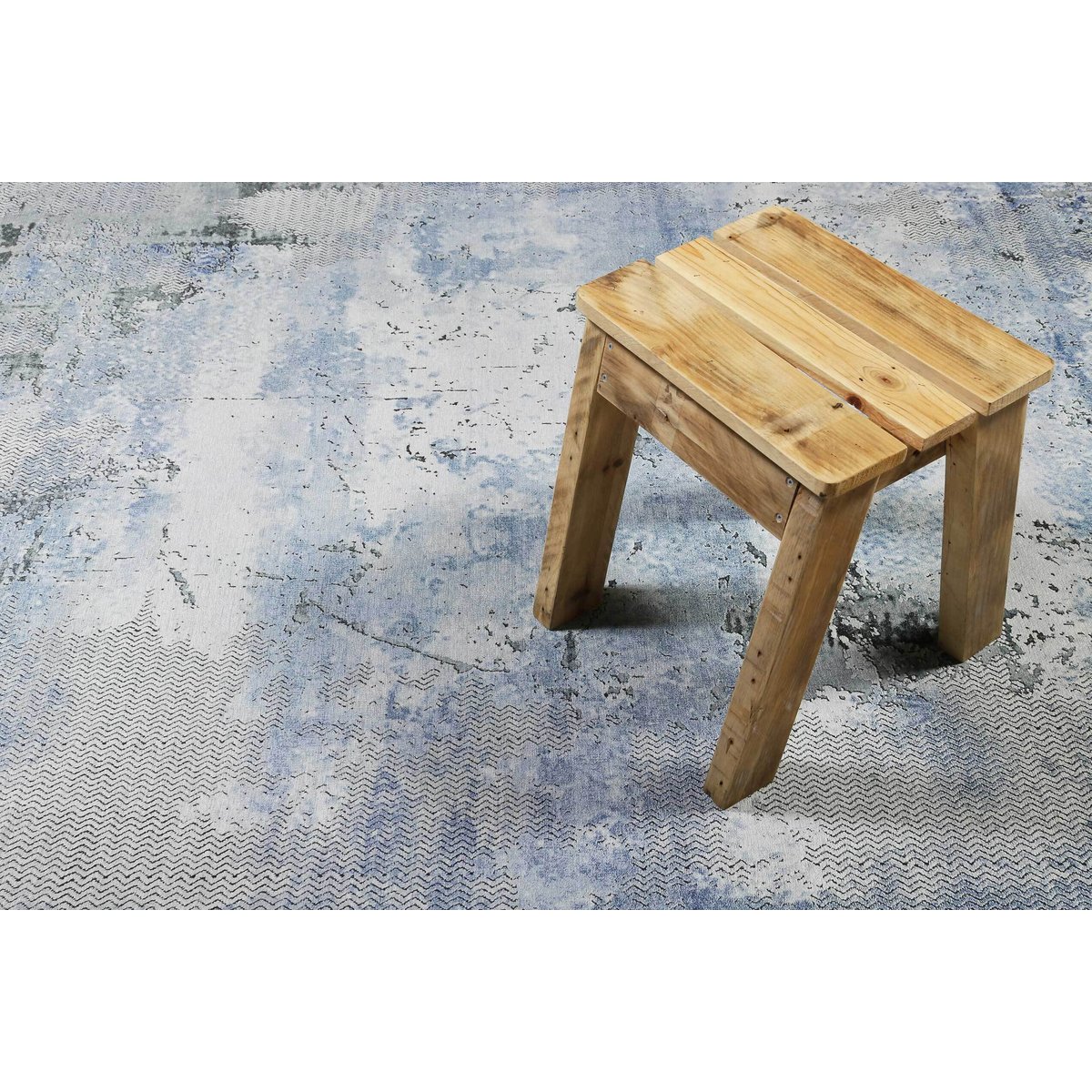Tapis plat inspiration vintage , RADIATE gris et bleu, WECON HOME