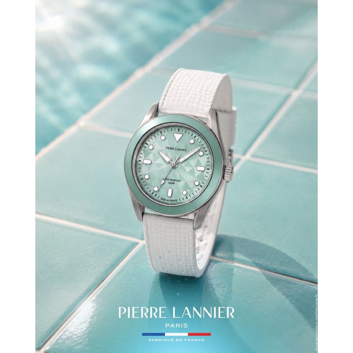 Montre Analogique BORA argenté vert blanc, PIERRE LANNIER