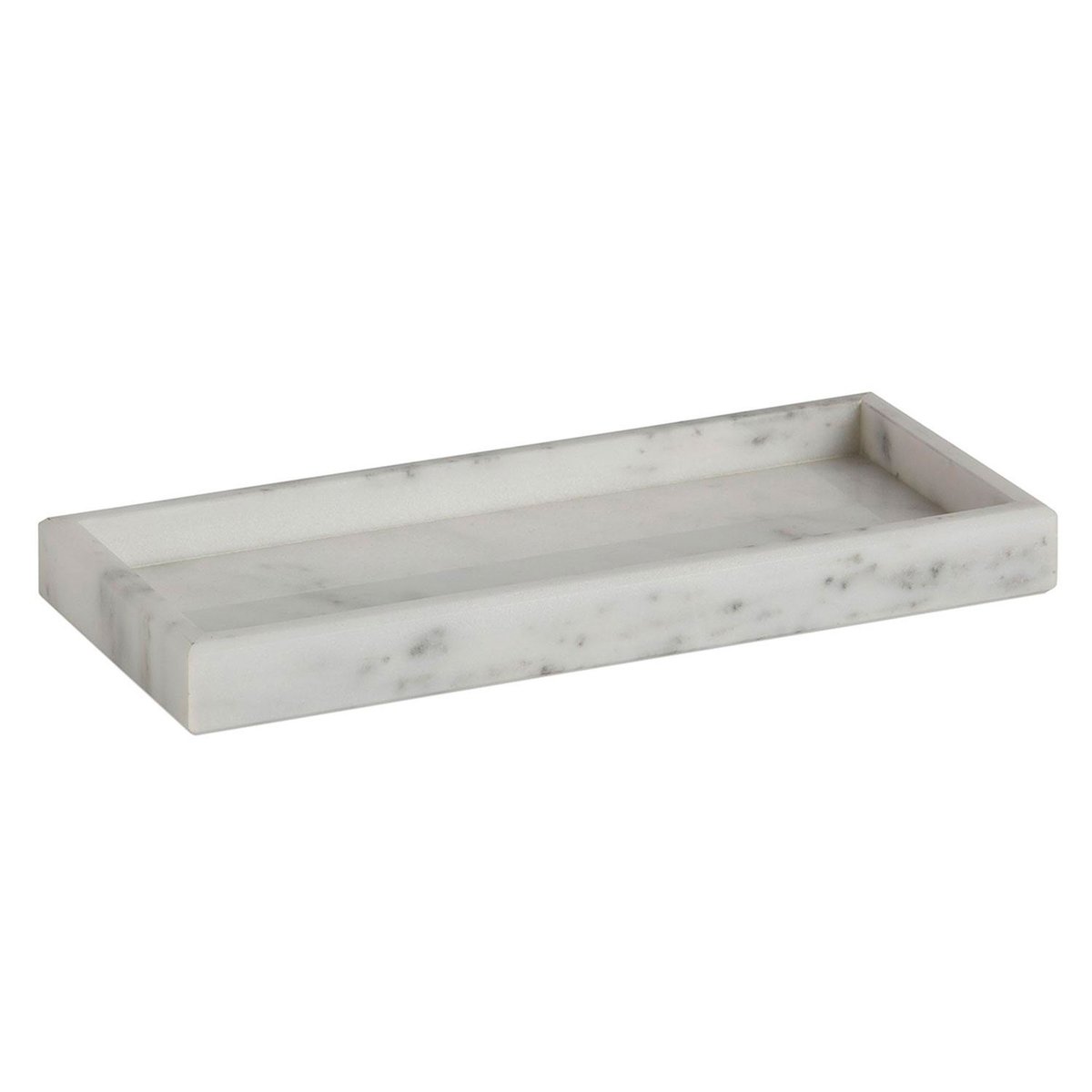 Plateau de présentation salle de Bain marbre blanc 30x13x3cm blanc, WADIGA