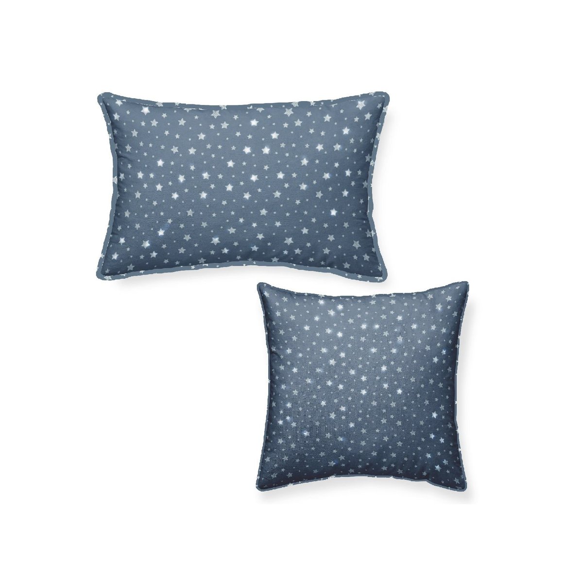 Lot de 2 Coussins décoration coton imprimé étoiles STELLA bleu, TODAY