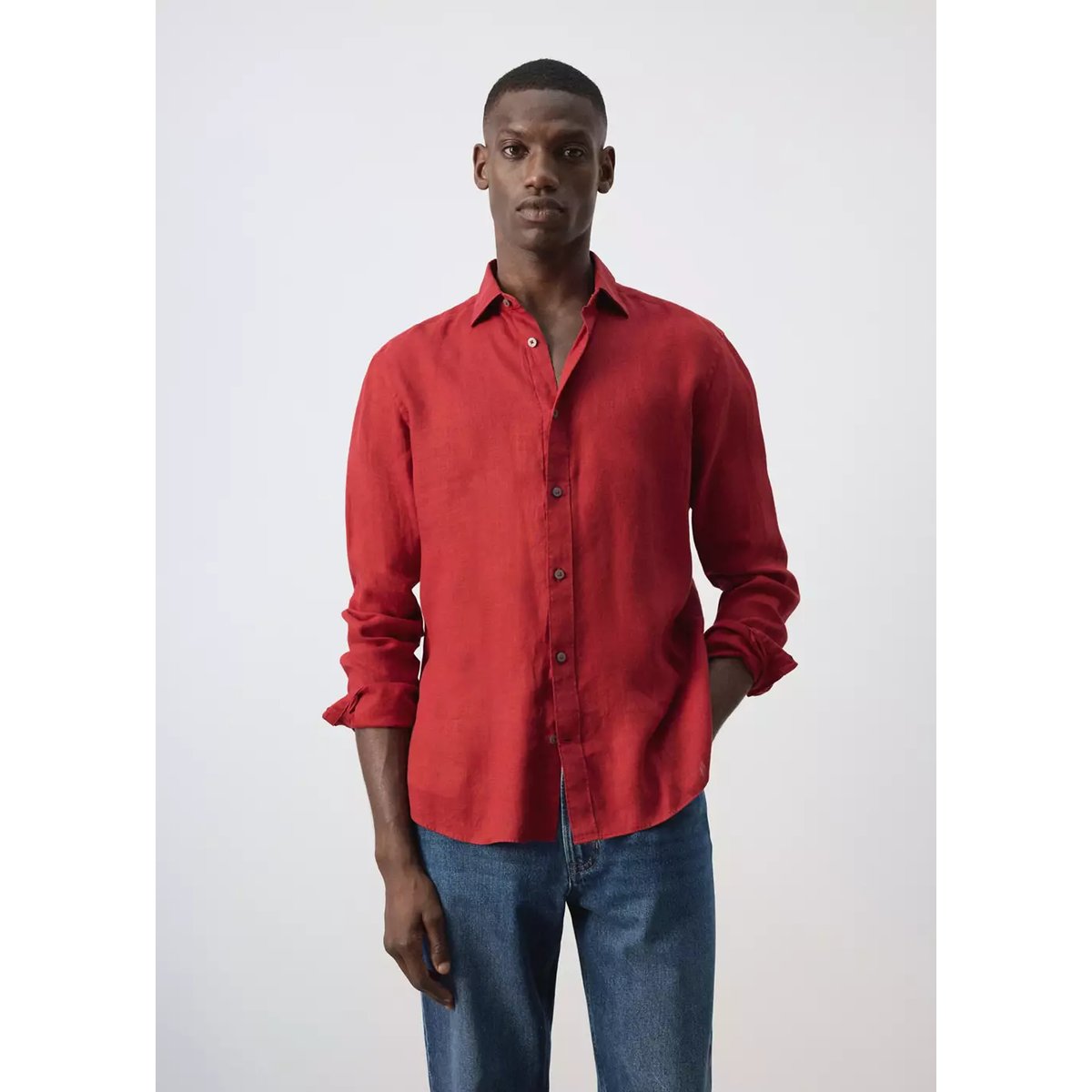 Chemise 100 % lin regular-fit rouge, MANGO MAN