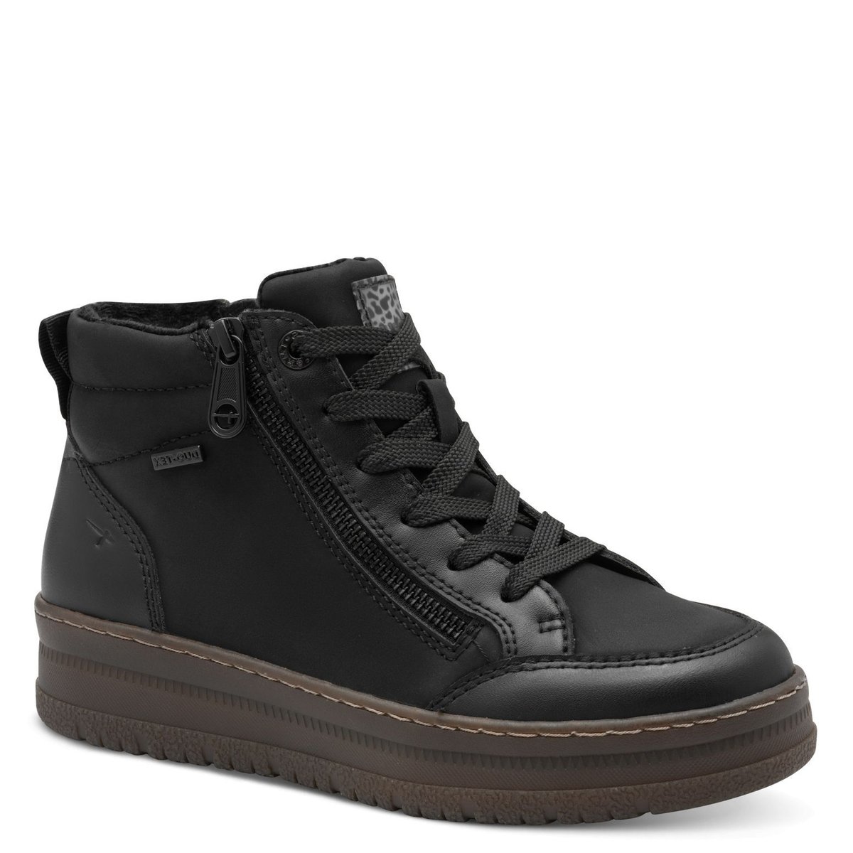 Bottine en cuir noir combiné, TAMARIS