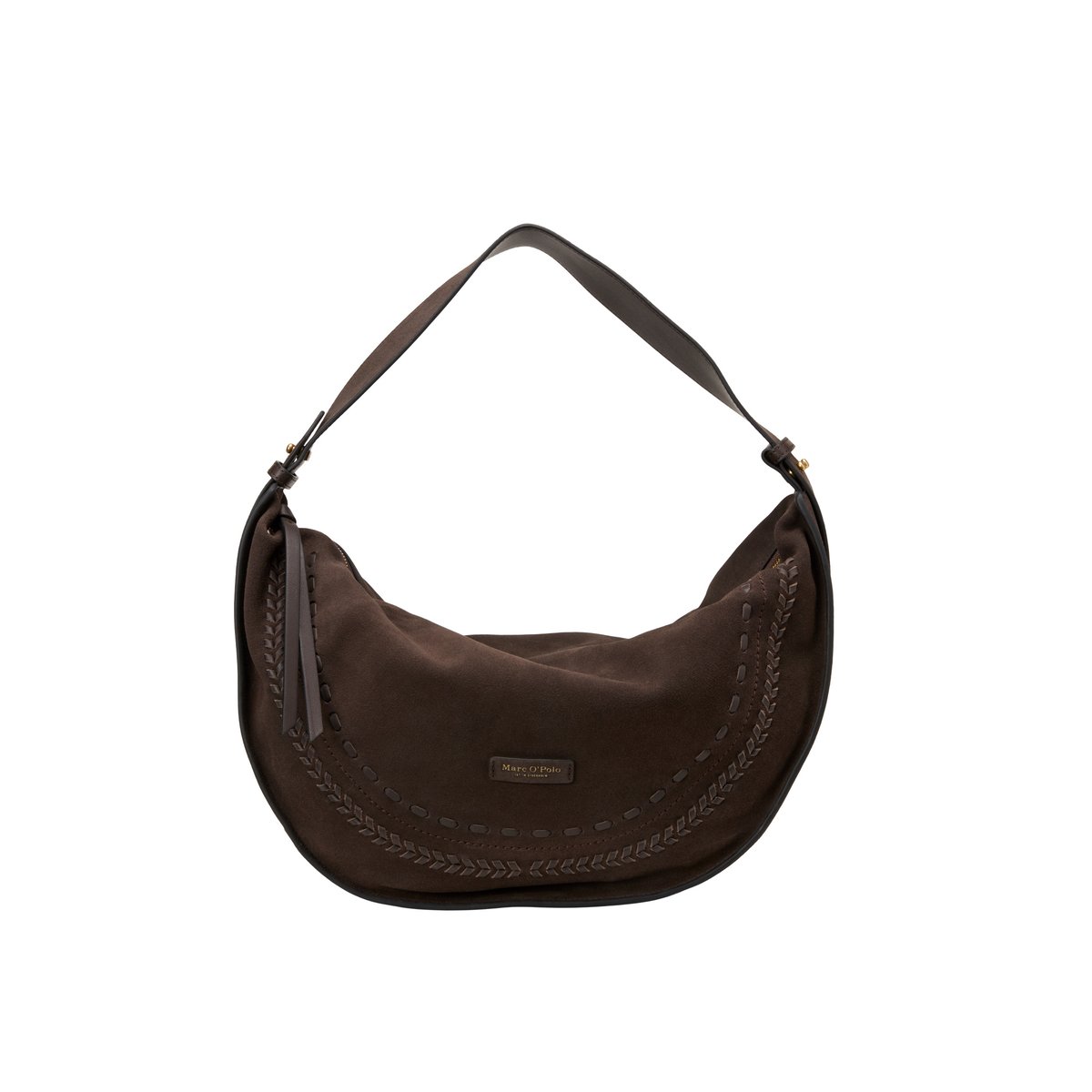 Sac à bandoulière en cuir velours doux marron foncé, MARC O'POLO