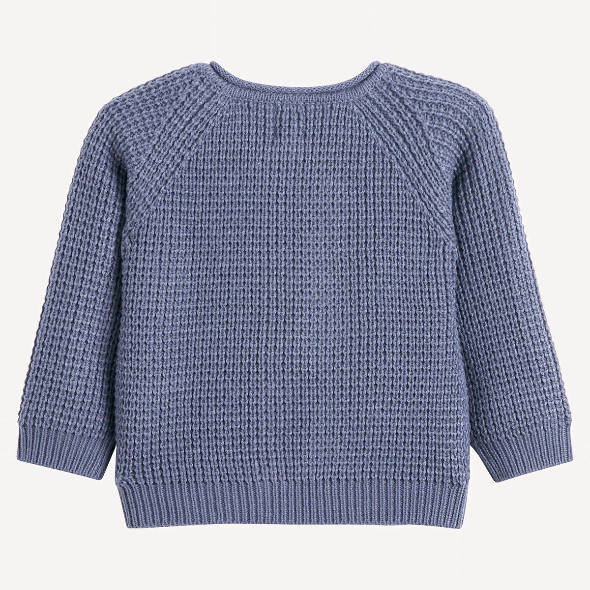 Vest met ronde hals in grof tricot blauw, LA REDOUTE COLLECTIONS