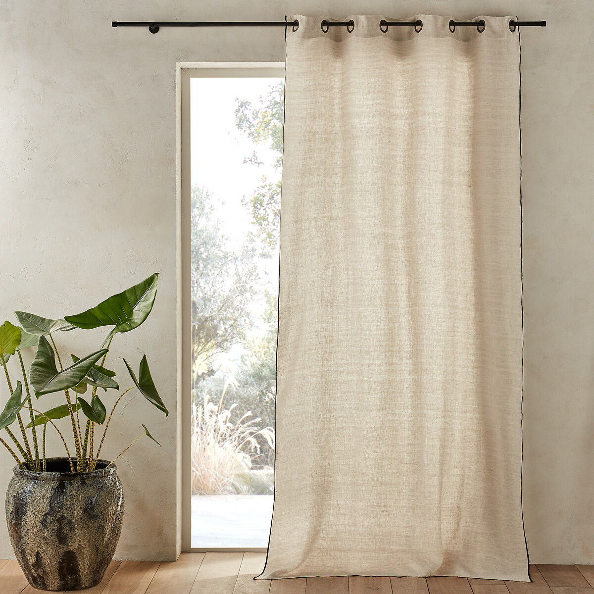 Rideau en lin chambray, Bombaya chiné écru/blanc, AM.PM