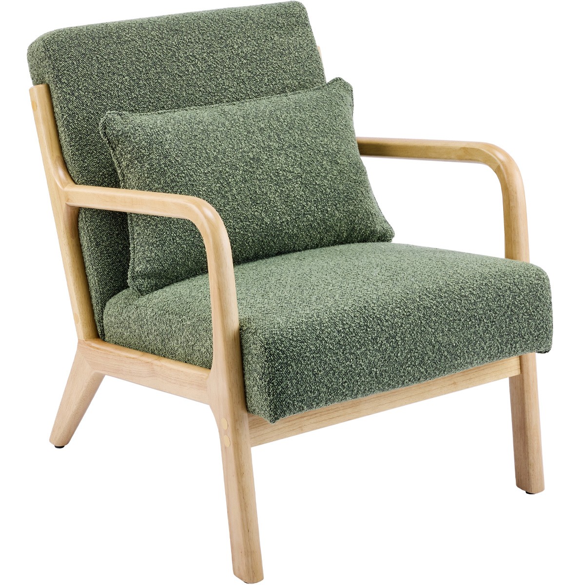 Fauteuil en bois et tissu bouclette - LANNA vert, HOMIFAB