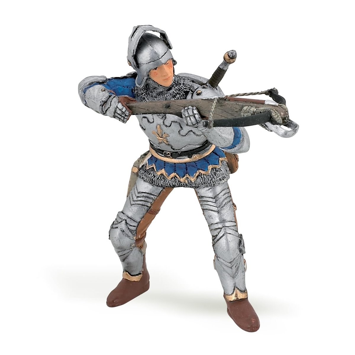 Figurine Arbalétrier bleu en armure bleu, PAPO