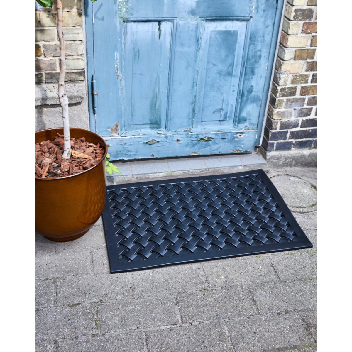 Paillasson en caoutchouc Braid 90 x 60 cm noir, HOUSE DOCTOR