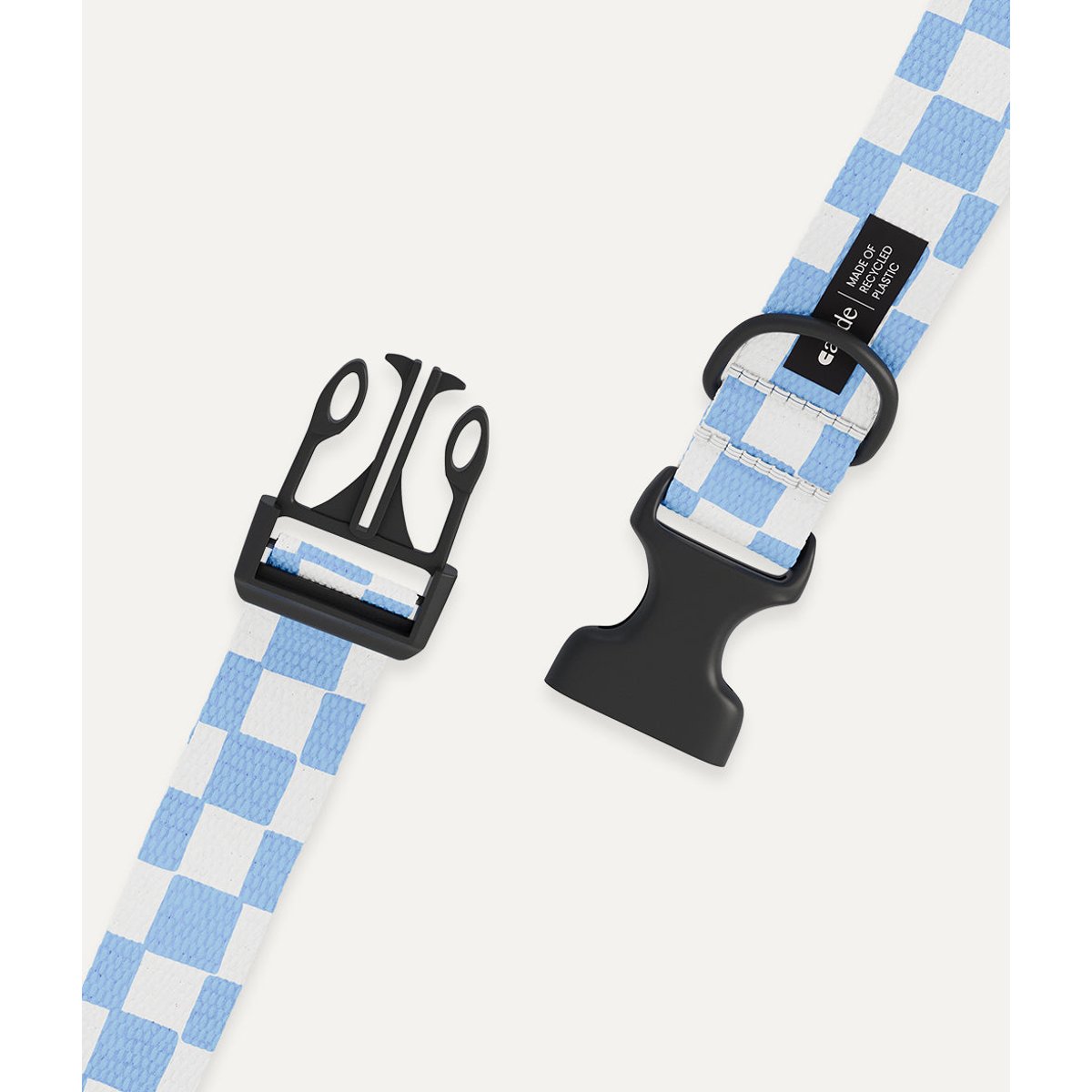 Collier PET recyclé vichy design, JUNO bleu, CAFIDE
