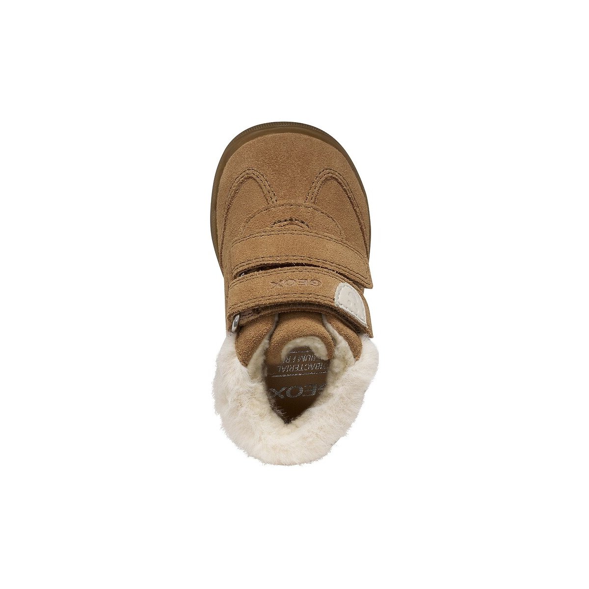 Kids Macchia Faux Fur-Lined Suede Trainers cognac, GEOX