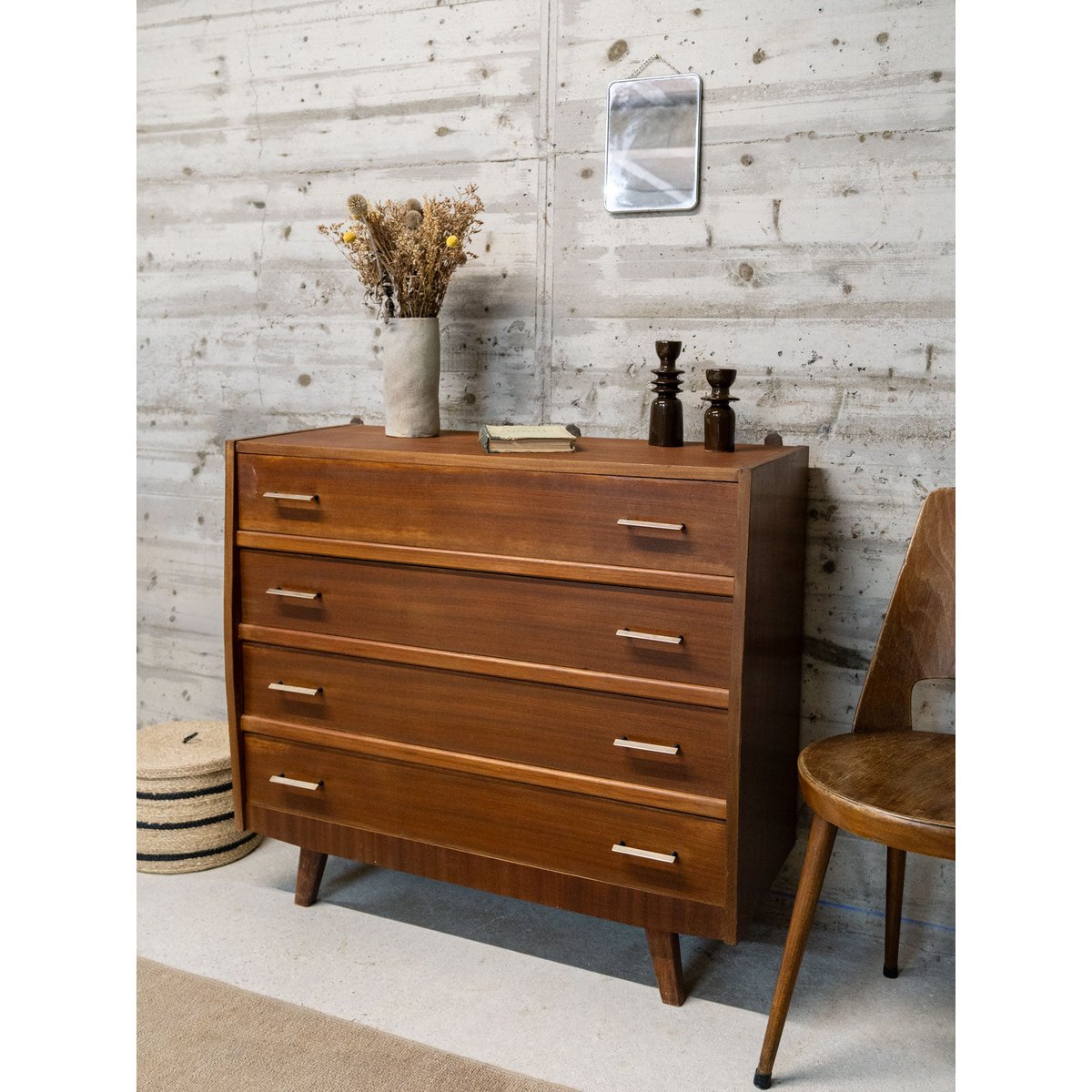 Commode vintage en bois Olga N°460 - Bon état bois foncé, DEBONGOUT