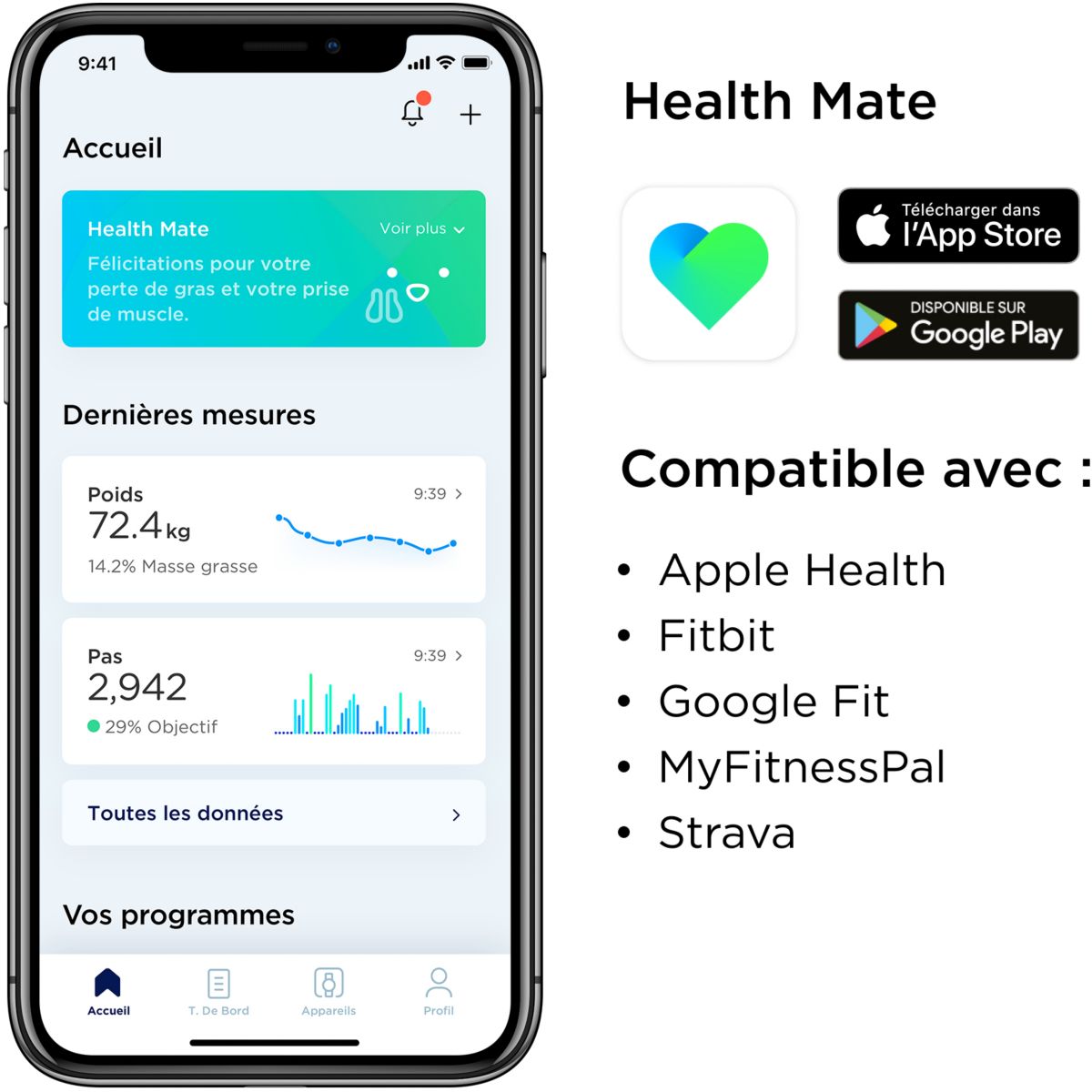Pèse personne Wifi Body blanc, WITHINGS