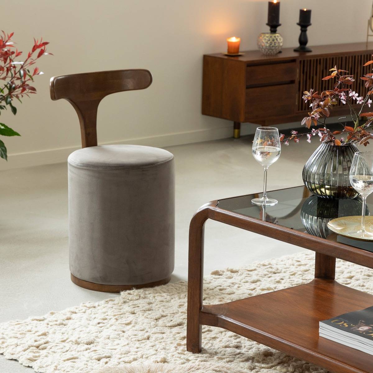 Fauteuil en bois de manguier ADONIS gris, MADE IN MEUBLES 