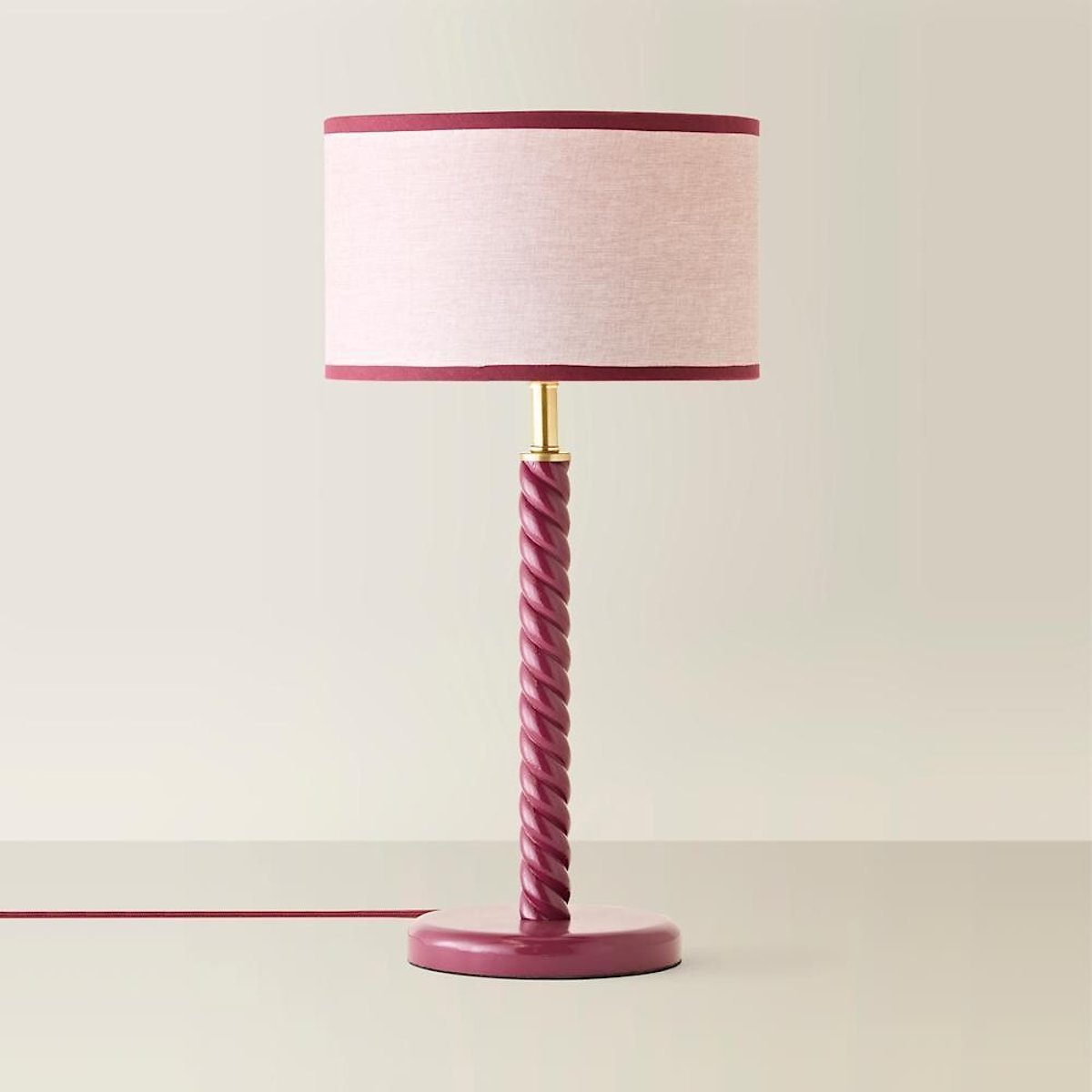 Amalia Twist Table Lamp with Drum Shade pink, SO'HOME