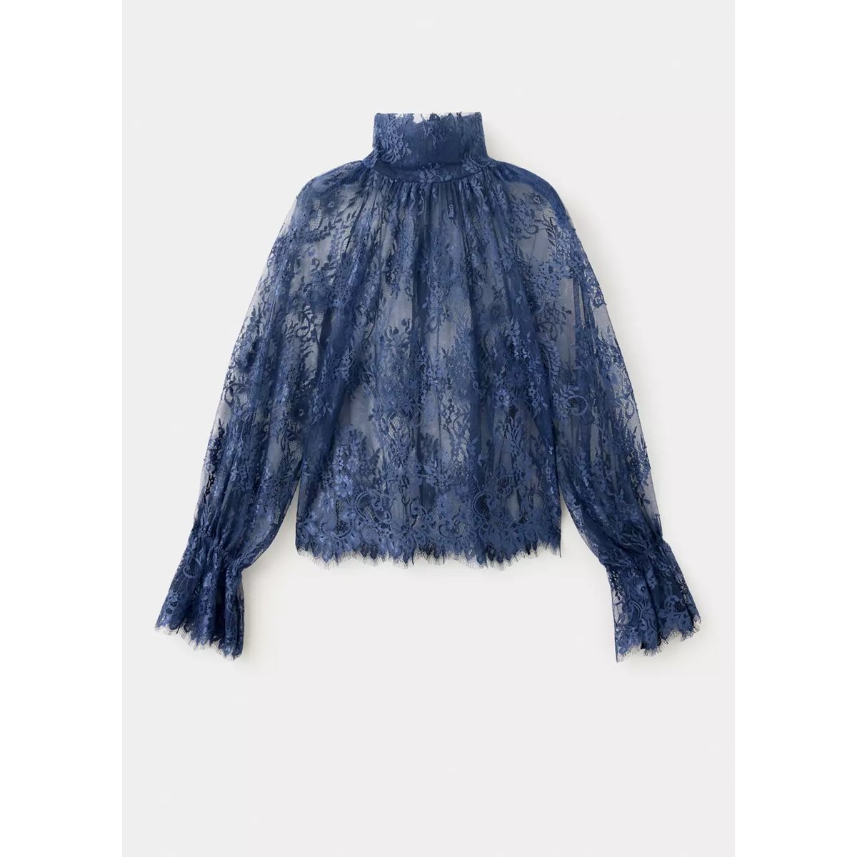 Blouse dentelle fleurie bleu, MANGO