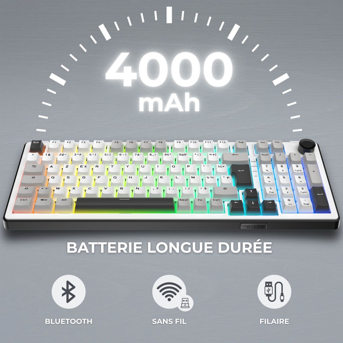 Clavier gamer sans fil KEYZ ELITE 400 WG couleur unique, THE G-LAB