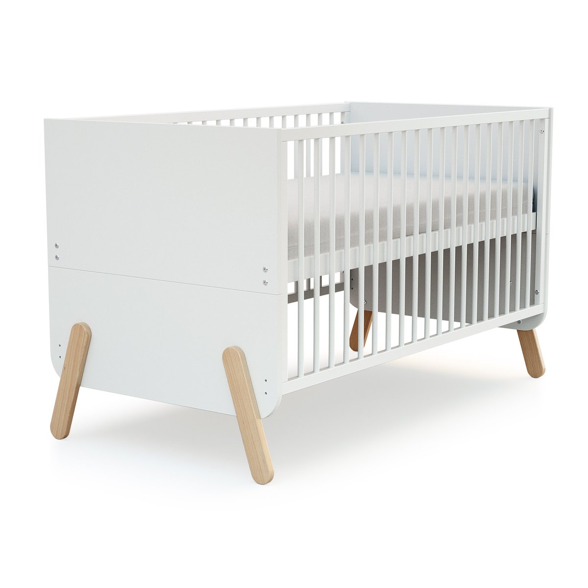 Lit bébé évolutif en bois PIRATE blanc et hêtre verni, AT4