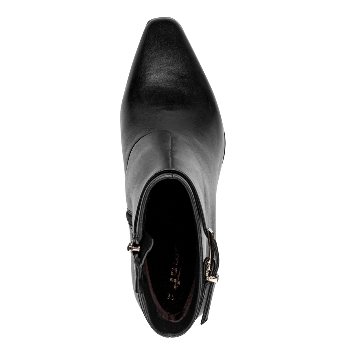 Bottine talon bloc noir cuir, TAMARIS