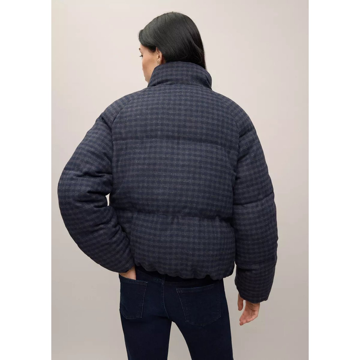 Anorak matelassé carreaux bleu marine, MANGO TEEN