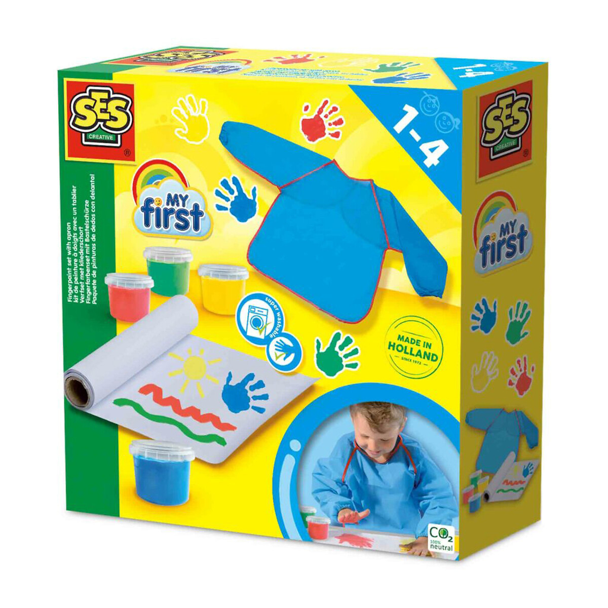 Brinquedo "Pintura com dedos + avental (conj.)", SES multicolor, SES