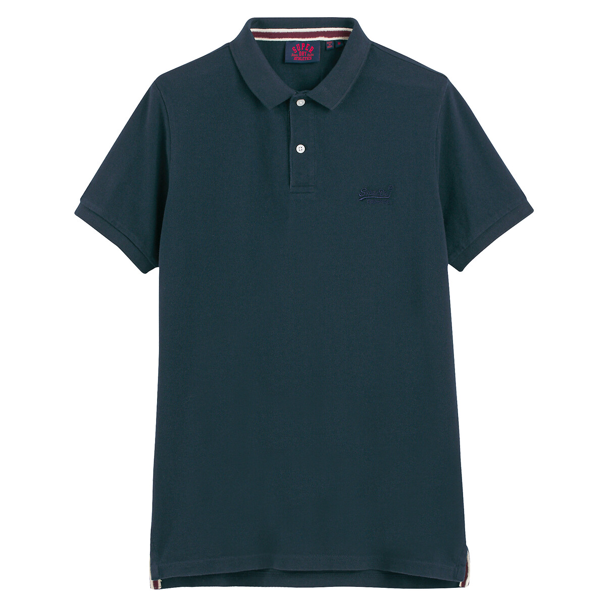 Polo manches courtes piqué bleu marine, SUPERDRY
