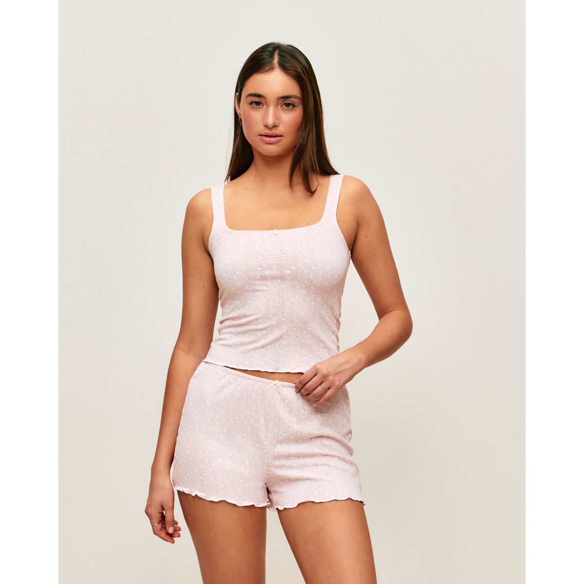 Caraco en jersey motifs fleurs FLOWERSQUARIZ rose, UNDIZ