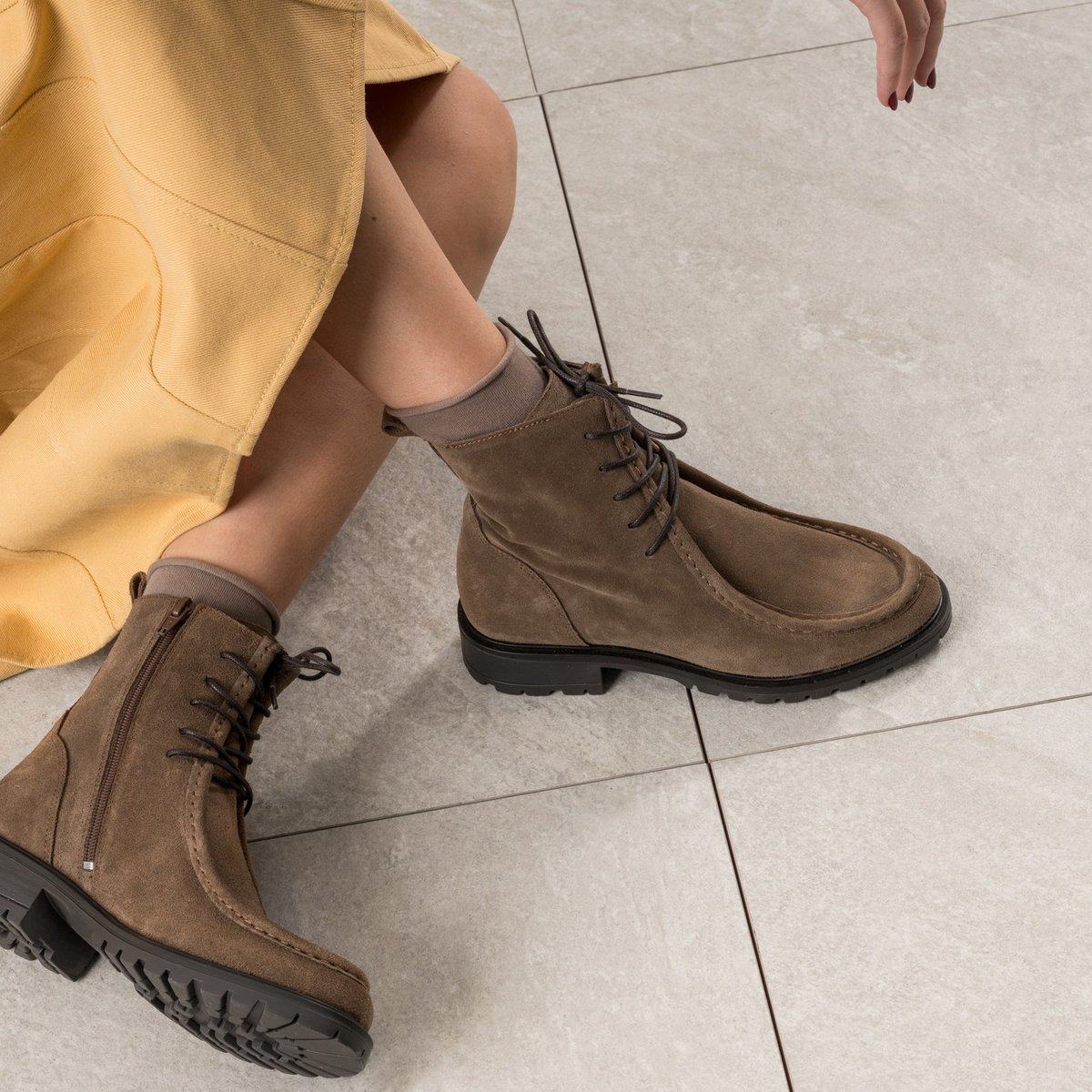 Boots en cuir LUCIANA taupe, ERAM