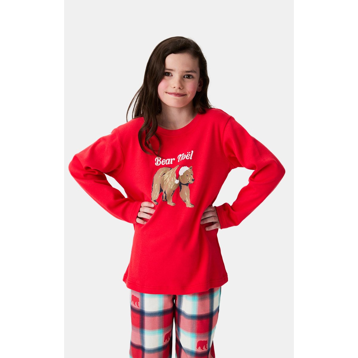 Pyjama enfant en coton imprimé Bear Noël rouge, ARTHUR