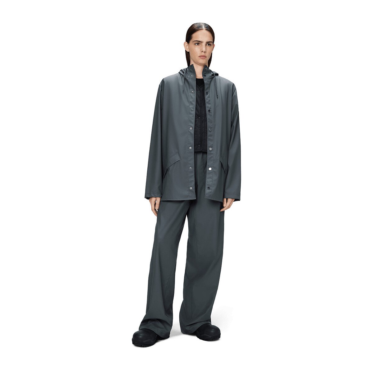 Veste imperméable à capuche unisexe, JACKET bleu gris, RAINS