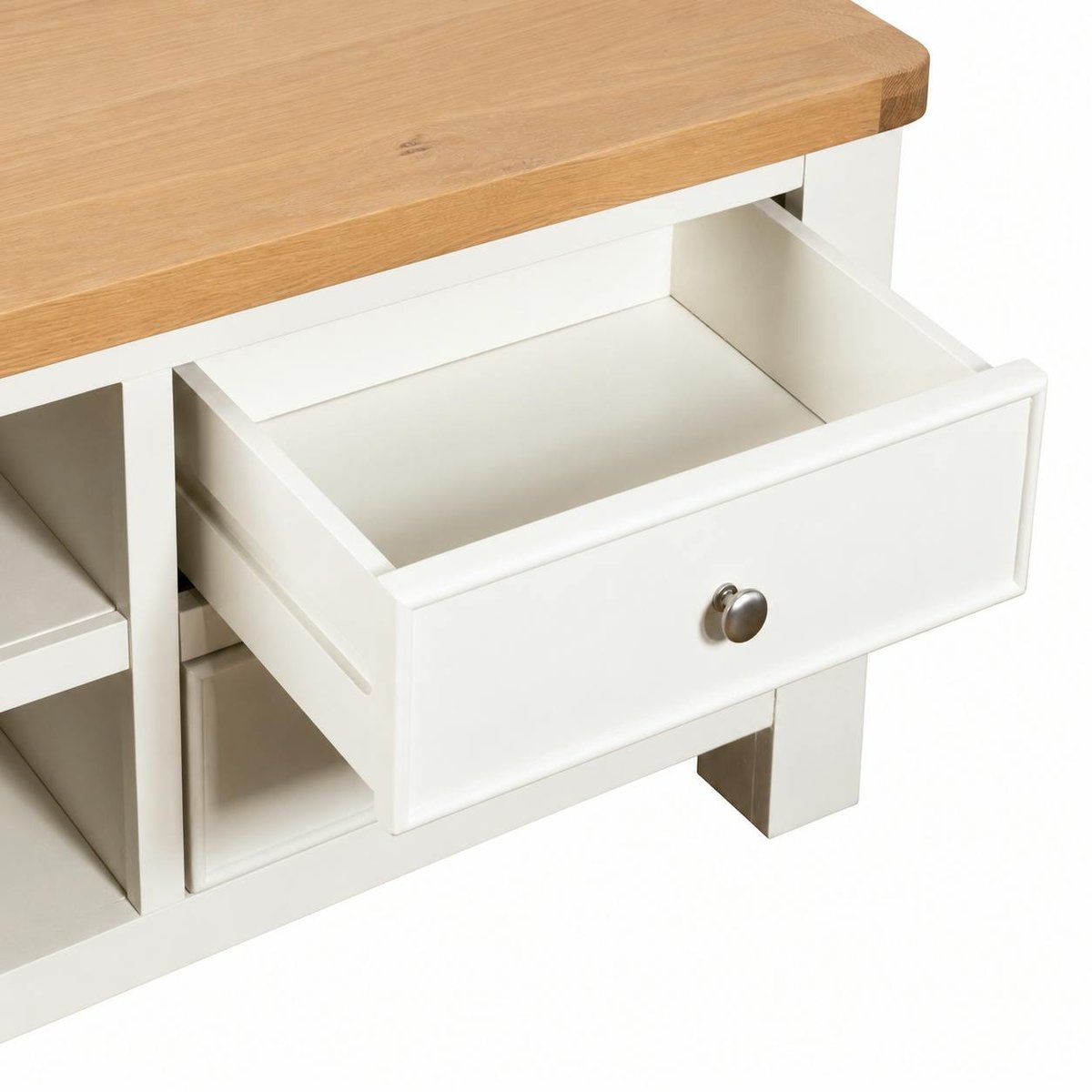 Meuble TV blanc 1 porte 2 tiroirs VELIA blanc, PIER IMPORT