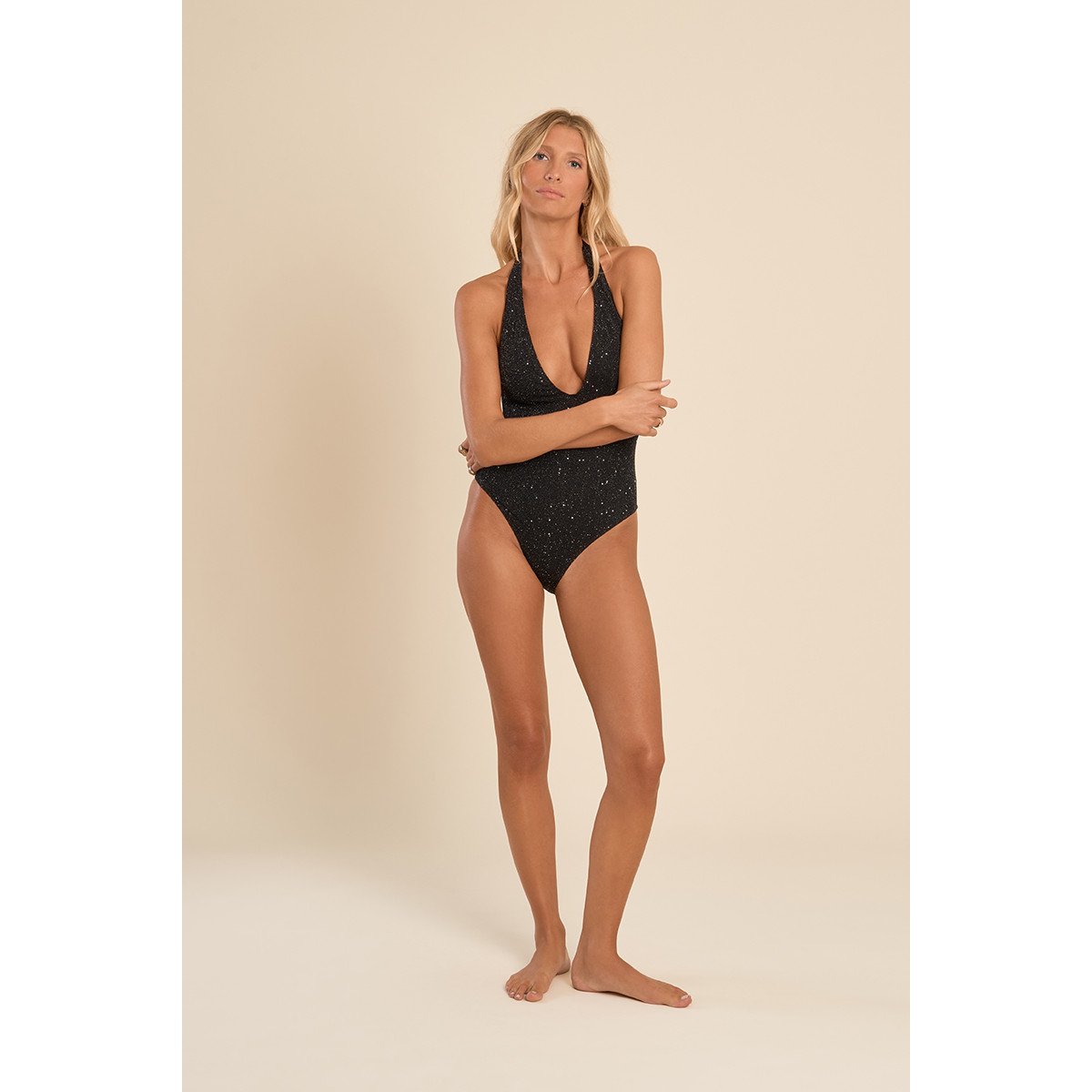 Maillot de bain une pièce, pailletté noir, MOLLY BRACKEN