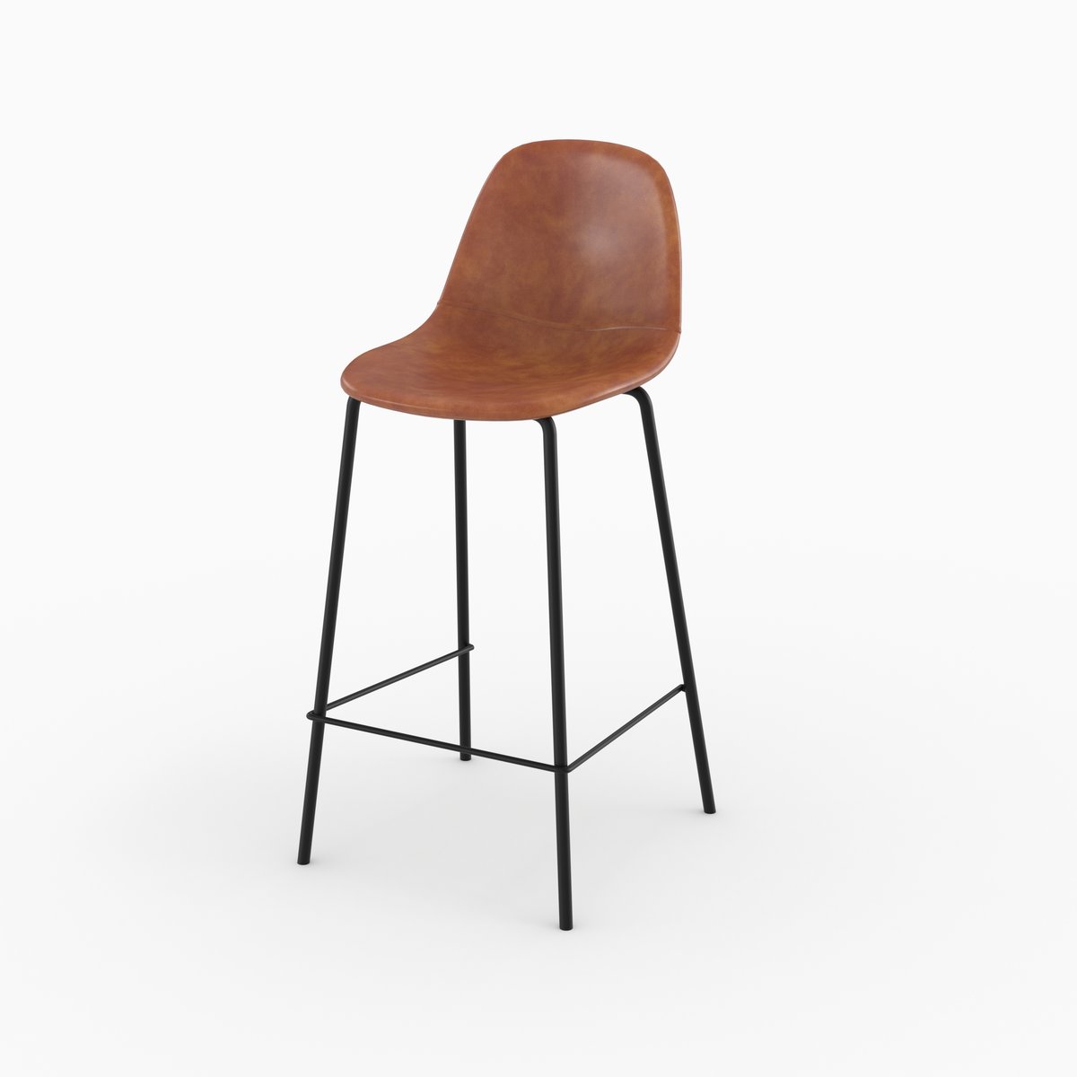 Chaise pour îlot central en cuir synthétique 65 cm - HENRIK camel, MAISON PAVANE