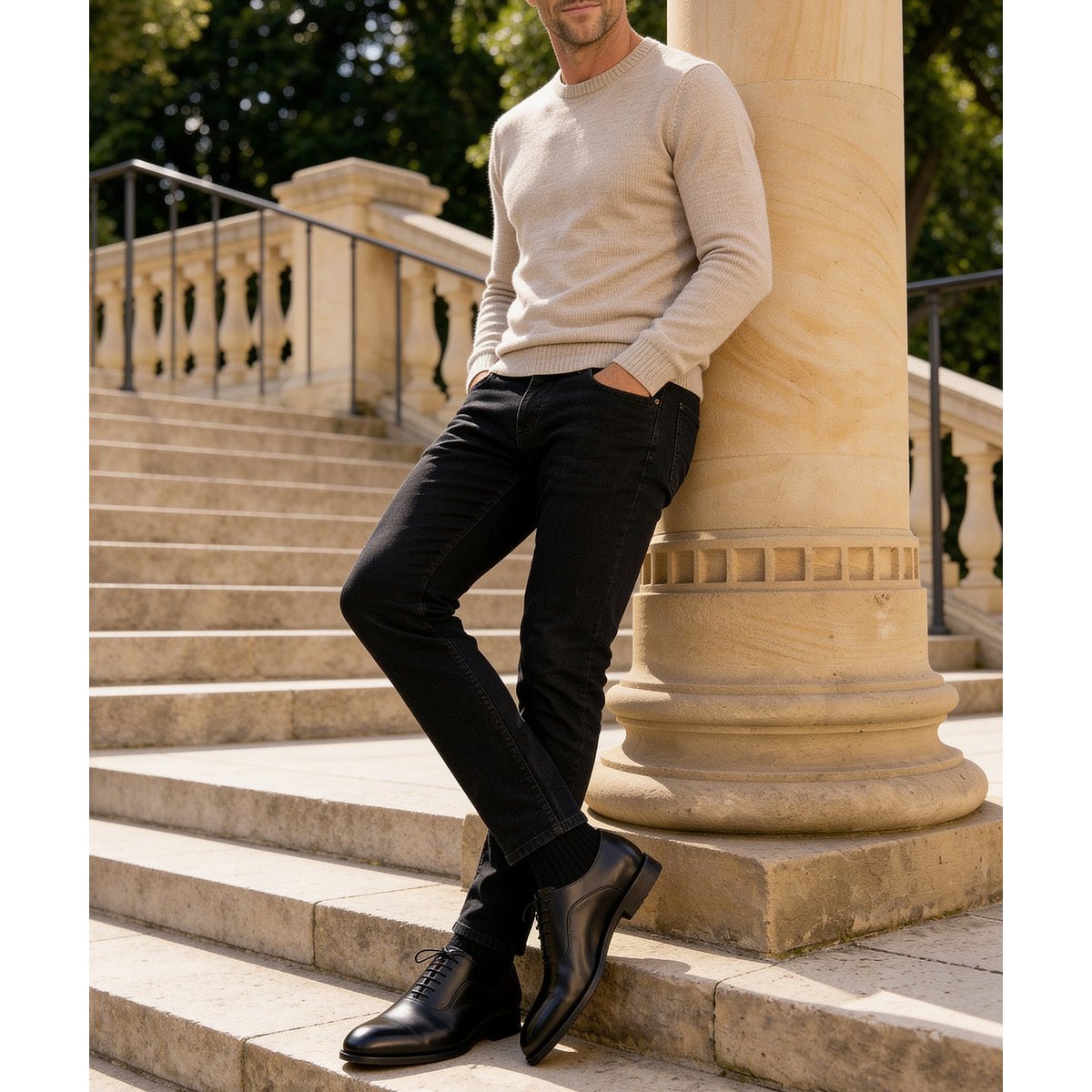 Richelieu cuir ANDREAS noir, FINSBURY
