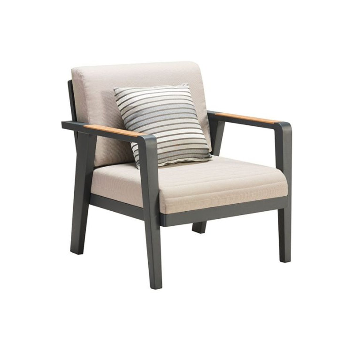 Salon de jardin en aluminium et teck, LOVY MINI gris anthracite, AU JARDIN DE CHLOÉ