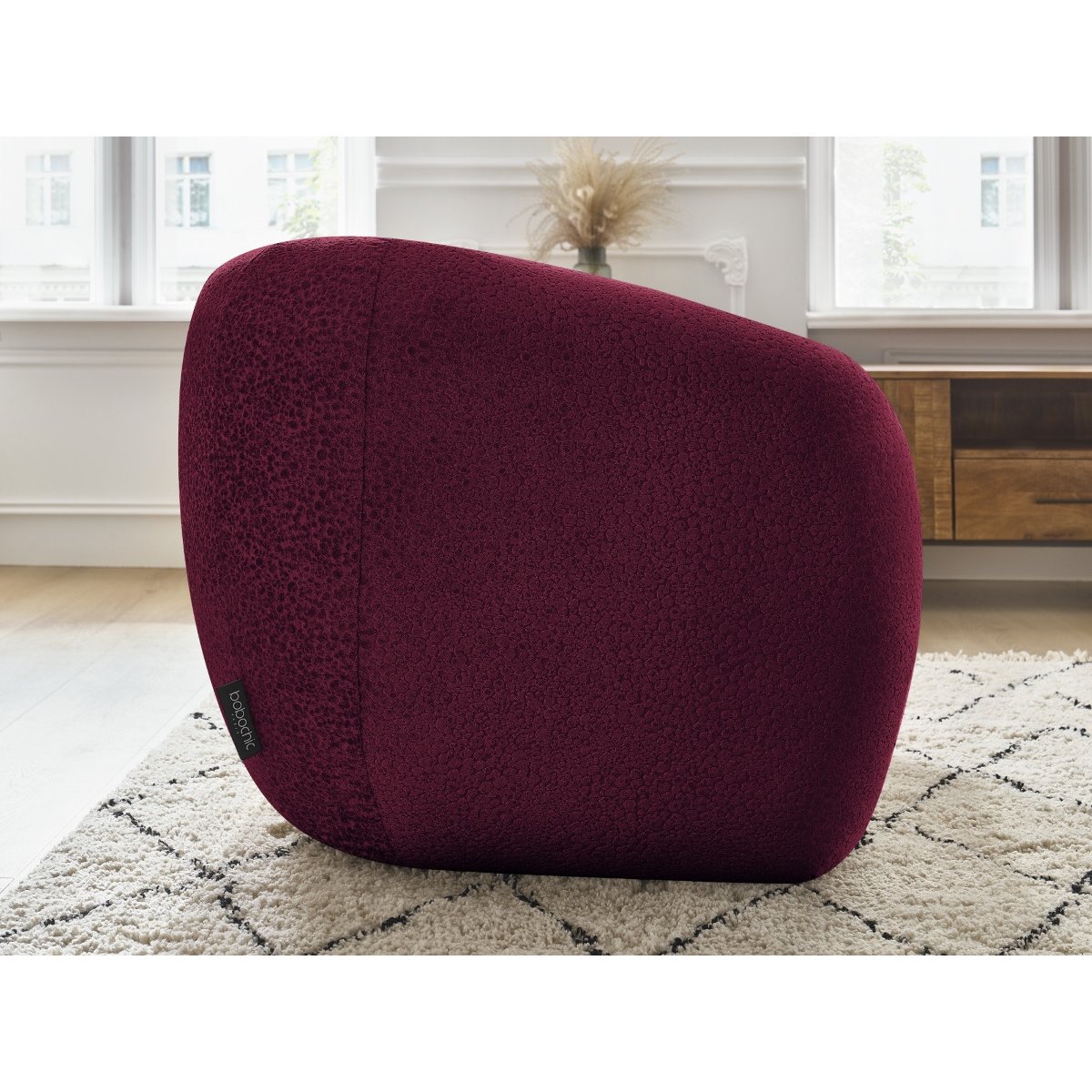 Fauteuil tissu texturé, CELINE rouge, BOBOCHIC
