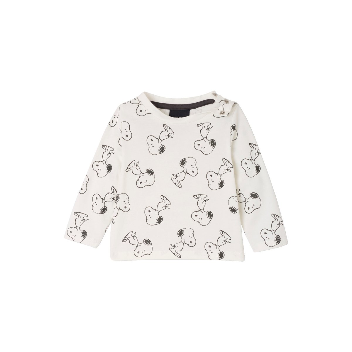 Ensemble bébé Peanuts Snoopy + T-shirt + salopette anthracite/écru, VERTBAUDET