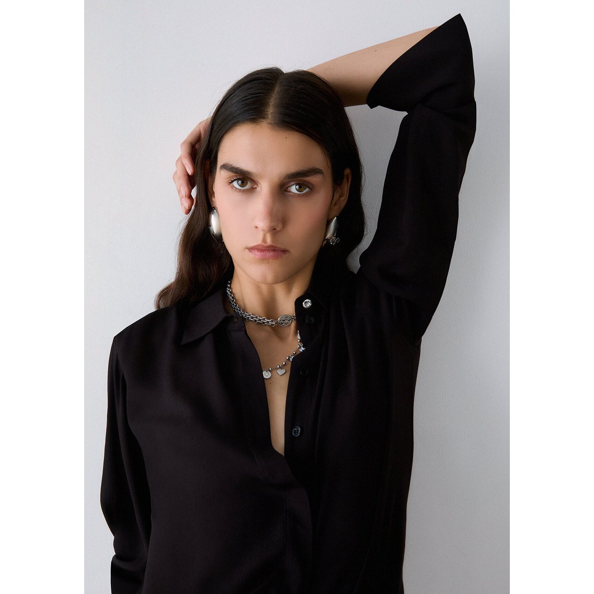 Chemise en crêpe de Chine noir, LIU JO