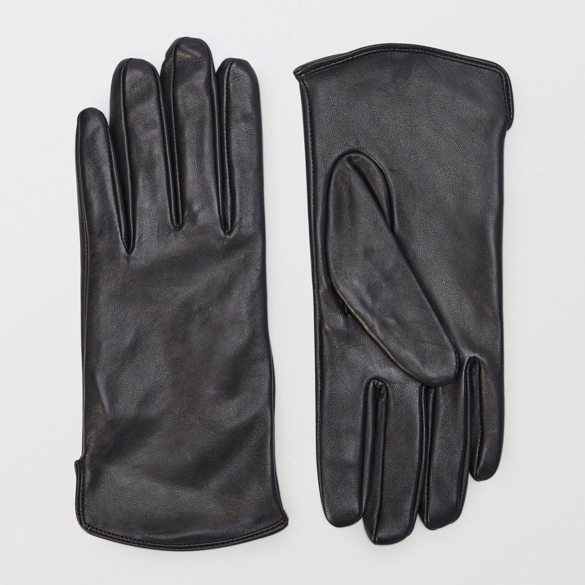 Gants en cuir noir, MONOPRIX