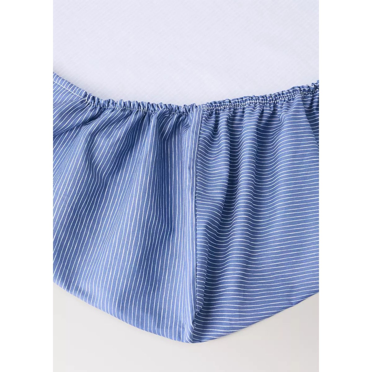 Drap-housse berceau percale de coton rayures bleu, MANGO HOME